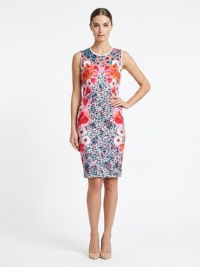 Clover Canyon Floral Scuba Shift Dress Poppy Blossoms Pink Multi Small